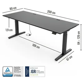 Yaasa Schreibtisch Desk Expert 200 x 80 cm Dunkelgrau/Schwarz