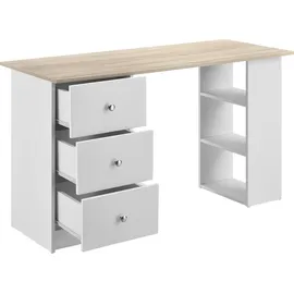 [en.casa] Schreibtisch Lemberg 120x50x72 cm Weiß/Eiche-Optik