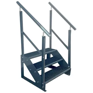 Kaminbau Mierzwa Treppe Freistehend 3 Stufen 57 cm Edelstahl/Stahl