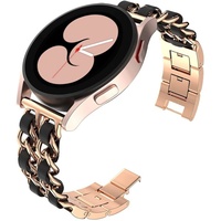 Metallarmband mit Leder für Huawei Watch GT3 42mm Armband, Huawei Watch GT3 42mm Damen Edelstahl Armband Gliederarmband Ersatzarmband Kompatibel mit Huawei Watch GT3 42mm Armband (B)