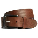 JACK & JONES Ledergürtel JACVICTOR Leather Belt Metallstiftschnalle, Farben:Braun, Größe Gürtel:95