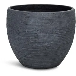 Pottery runder Blumentopf wellenartige Struktur Ø 35 cm, Höhe 30 cm anthrazit
