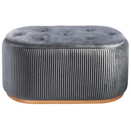 Kobolo Sitzbank Bank Hocker mit Aufbewahrung Samtoptik Textil – hell grau goldfarben