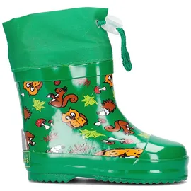 Playshoes Jungen Unisex Kinder Kurze Waldtiere aus Naturkautschuk gefüttert Gummistiefel, grün, 27 EU