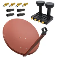 PremiumX Satelliten-Komplettanlage 80cm Satellitenschüssel Ziegelrot Quad LNB Monoblock Astra