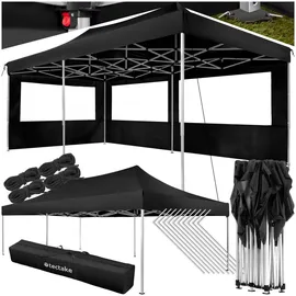 Tectake Faltpavillon 3 x 6 m inkl. 2 Seitenteile schwarz