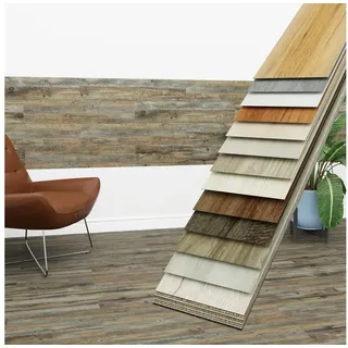 HEXIM Vinylboden, Vinyldielen 0,97m2 selbstklebend PVC Wandverkleidung Bodenbelag Holzoptik 91x15cm Paneele für Wand & Boden Holzdielen braun (7 Dielen Charcoal Ash - 3401-13)