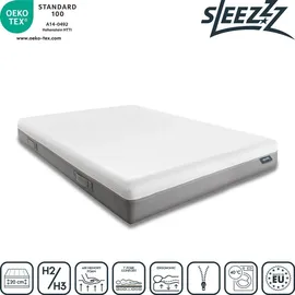 sleezzz Viskoelastik-Matratze Sleezzz Premium 140 x 200 cm, Höhe 20 cm, Härtegrad H2/H3, mit Wendegriffen + Sleezzz® Cool Kühl-Effekt Kissen