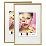 Ideal Trend 2er 3er 5er Pack Photo Style Set Bilderrahmen Wanddeko Collage Poster Kunststoff Rahmen: Farbe: 2er Pack Gold | Format: 21x29,7 DIN A4