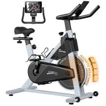 PASYOU Speedbike PASYOU Magnetisches Trainingsrad für zu Hause-Belastbarkeit 150 kg, Magnetischer Widerstand, LCD Monitor mit RPM, IPad-Halterung grau