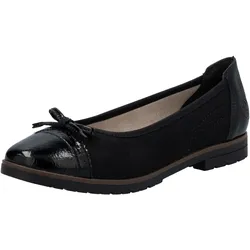 Ballerina RIEKER, Damen, Gr. 42, schwarz, Lederimitat, Lacklederimitat, unifarben, elegant, Schuhe, Loafer, Schlupfschuh, Flats, Slipper, Businessschuh mit Schleifchen