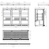 CombiSteel Barkühler Schwarz 3 Glastüren LED 330 Liter mm
