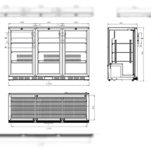 CombiSteel Barkühler Schwarz 3 Glastüren LED 330 Liter mm