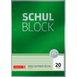 BRUNNEN 1052631 Schulblock Premium A4 unliniert, Lin. 20