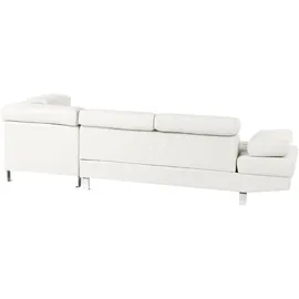 Beliani Ecksofa Kunstleder Weiß linksseitig