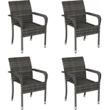 Yaheetech 4er Set Rattanstühle Stapelbar, Gartenstühle Stapelstuhl mit Armlehnen & Rückenlehne, Rattan Stuhl Balkonstuhl mit Verstellbaren Füße für Garten Balkon Terrasse, Grau