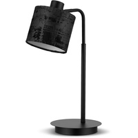 REV Ritter REV – Tischlampe im angesagten Vintage-Look – Schreibtischlampe mit Samt-Lampenschirm in Schwarz – Nachttischlampe mit E27 Fassung – Tischleuchte