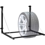 Relaxdays Reifenregal Wandmontage, für 4 Reifen, Teleskop Reifenhalter Wandhalterung, bis 90kg, klappbar, Stahl, schwarz