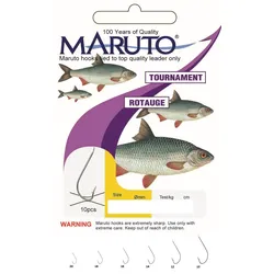 Maruto Stipp Rotaugenhaken silber, Angelhaken mit Vorfach Länge: 70 cm