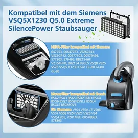 ivanzoll Hepafilter Motorschutzfilter für Siemens Q5.0 extreme silencePower VSQ5X1230, Ersatzfilter Zubehör für Siemens Bodenstaubsauger - VZ...