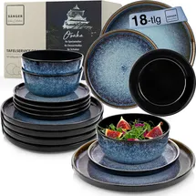 sänger Osaka Tafelservice 18-tlg. blau mit schwarzem Rand