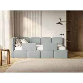 Selsey Cloudy – Kinderbett 90x200, Rausfallschutz, Kopfteil links, Samt Grau