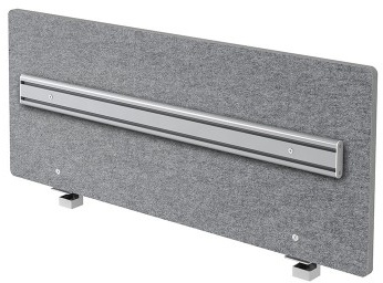 Hammerbacher Akustik-Trennwand Basic mit Orga-Schiene / Hygieneschutz / Passend für 120 cm breite Tische / Farbe: Filzoptik, grau-meliert