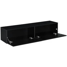 [en.casa] Evaton TV-Lowboard 140 x 33 x 30 cm Schwarz Hochglanz Spanplatte