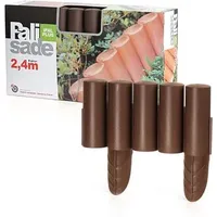Kunststoff-gartenpalisade Mit Terrakotta-rand 25x15 Cm Rasen 2,35 M