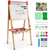 Vevor Kinder, Staffelei Kindertafel Kreidetafel Whiteboard, Holz, Doppelseitig