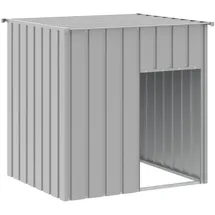 vidaXL Hundehütte mit Dach Hellgrau 110x103x109 cm Verzinkter Stahl