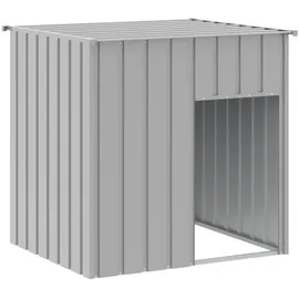vidaXL Hundehütte mit Dach Hellgrau 110x103x109 cm Verzinkter Stahl