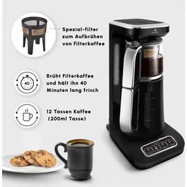 KARACA Caysever Robotea Pro 4 in 1 sprechender automatischer Teekocher Wasserkocher und Filterkaffeemaschine, 2500W, Chrome