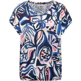 Cecil V-Shirt CECIL, Damen, Gr. M (40), universal blau, Stoff, 50% Modal, 50% Baumwolle, gemustert, comfort fit normal, V-Ausschnitt, normaler Saum, Shirts, mit abgerundetem V-Ausschnitt, Topseller