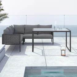 Dining-Loungeset Sara Grau Metall/Kunststoff/Textil