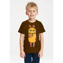 LOGOSHIRT T-Shirt LOGOSHIRT "Sendung mit der Maus - Maus", Mädchen, Gr. 128, braun, 100% Baumwolle, unifarben, normal, Rundhals, Shirts T-Shirt, mit coolem Print