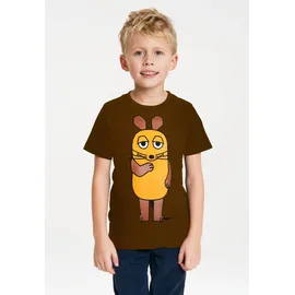 LOGOSHIRT T-Shirt LOGOSHIRT "Sendung mit der Maus - Maus", Mädchen, Gr. 128, braun, 100% Baumwolle, unifarben, normal, Rundhals, Shirts T-Shirt, mit coolem Print