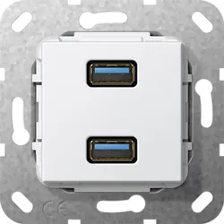 Gira Tragring USB 2-fach reinweiß Schraubbef glänzend 568403 ohne Beschriftungsfeld