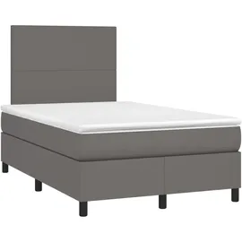 vidaXL Boxspringbett mit Matratze & LED Grau 120x200 cm Kunstleder