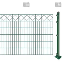 Arvotec Doppelstabmattenzaun "EASY 120 zum Aufschrauben "Karo" mit Zierleiste" Zaunelemente Zaunhöhe 120 cm, Zaunlänge 2 - 60 m Gr. H/L: 120cm x 28 m, Pfosten: 15 St., grün (dunkelgrün)