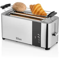 Zilan Scheiben Edelstahl Toaster | Mit Brötchenaufsatz Krümelschublade| Toaster