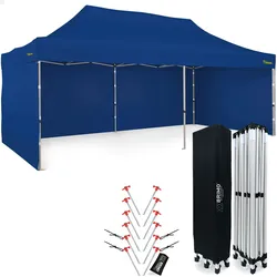 BRIMO Faltpavillons Pavillons & partyzelte 3x6 m - mit 3 Wänden - Blau