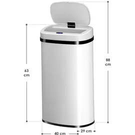 Juskys Automatik Mülleimer 60 l Weiß