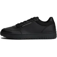 Tommy Hilfiger Herren, Cupsole Sneaker aus Leder-Mix Modell BASKET CORE Black, 45