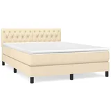 vidaXL Boxspringbett mit Matratze Creme 140x200 cm Stoff1389570