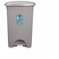 BigBuy Home Mülleimer mit Pedal, grau, Kunststoff, 50 l,