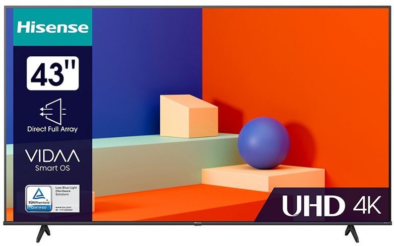 Hisense 43A6K LED-Fernseher (108,00 cm/43 Zoll, 4K Ultra HD, Smart TV VIDAA U6, 4K UHD) schwarz