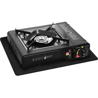 evocamp Gaskocher 1-flammig mit feuerfester Unterlage 40x32 cm inkl. Tragekoffer - Ideal für Outdoor