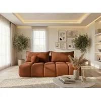 WFL GROUP Schlafsofa mit Bettkasten – 3-Sitzer Sofa Couch mit Schlaffunktion, Bettfunktion – Skandinavische Polstercouch im modernen Design – Weicher Bouclé, Bouclestoff – Terracotta Braun