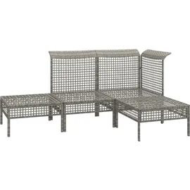 vidaXL 4-tlg. Garten-Lounge-Set mit Kissen Grau Poly Rattan